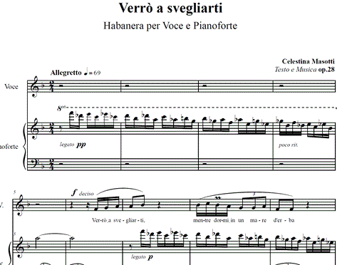 Verrò a svegliarti Habanera per voce e pianoforte