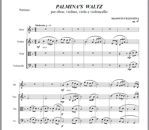 Palmina's Waltz per Quartetto