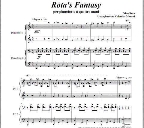 Rota's Fantasy pianoforte a quattro mani